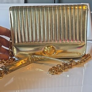 Vintage Anne Klein Gold Chain Shoulder Bag Cocktail Prom Wedding Formal Bling